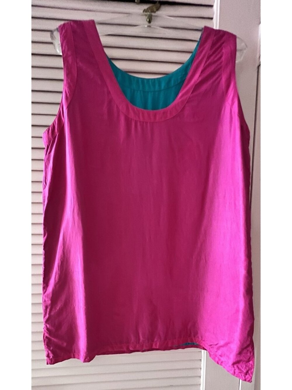 Women's 100% SILK Size Small Reversible Tank Camisole Pink Teal Princess Cruises